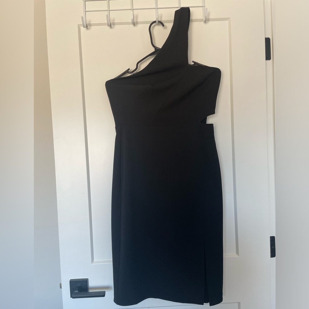 Aidan Mattox One-Shoulder Little Black Dress – Size 8